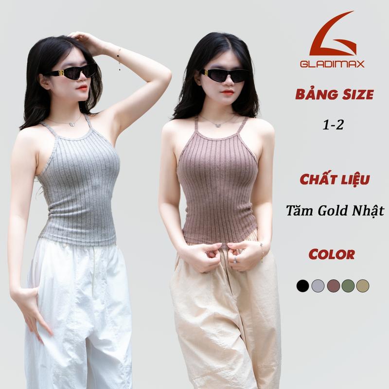 Áo 2 Dây Cổ Yếm CY156 Chất Tăm Gold Nhật Tôn Dáng l Thiết Kế Croptop Cách Điệu l Phong Cách Quyến Rũ Cho Nữ 2025