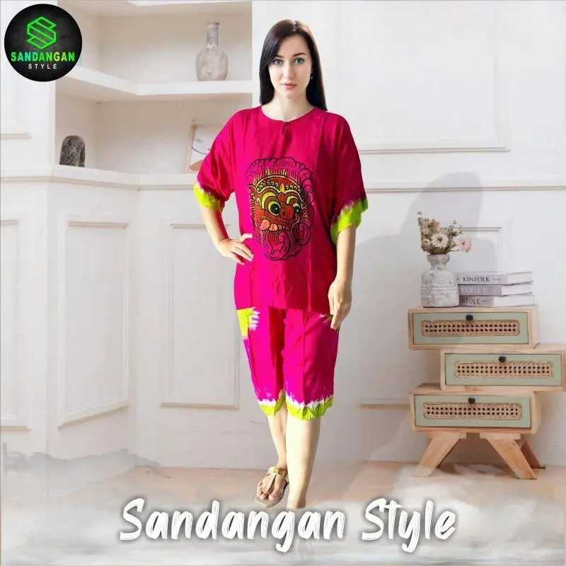 Setelan baju bali jumbo v barong size M-L-XL-XXL celana 7/8 bahan tebal,adem dan nyaman 8