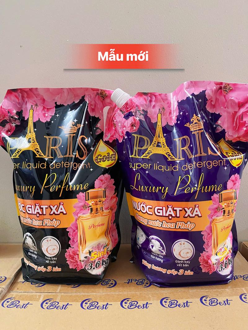 Product Introduction of sỉ combo 2 túi tổng 7,2kg nước giặt PARIS đậm đặc, giặt sạch hương nước hoa giặt  baby 0