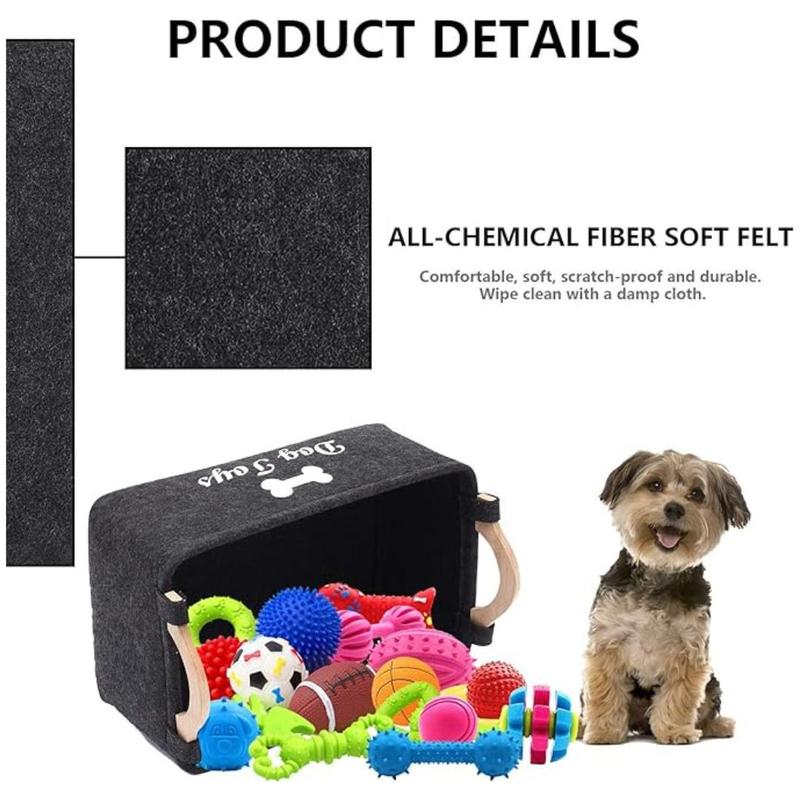 Felt Pet Toy Storage Basket, 1 Count Portable Foldable Pet Toy Storage Box, Multi-purpose Large Capacity Pet Toy Organizer, Home Organizers 5