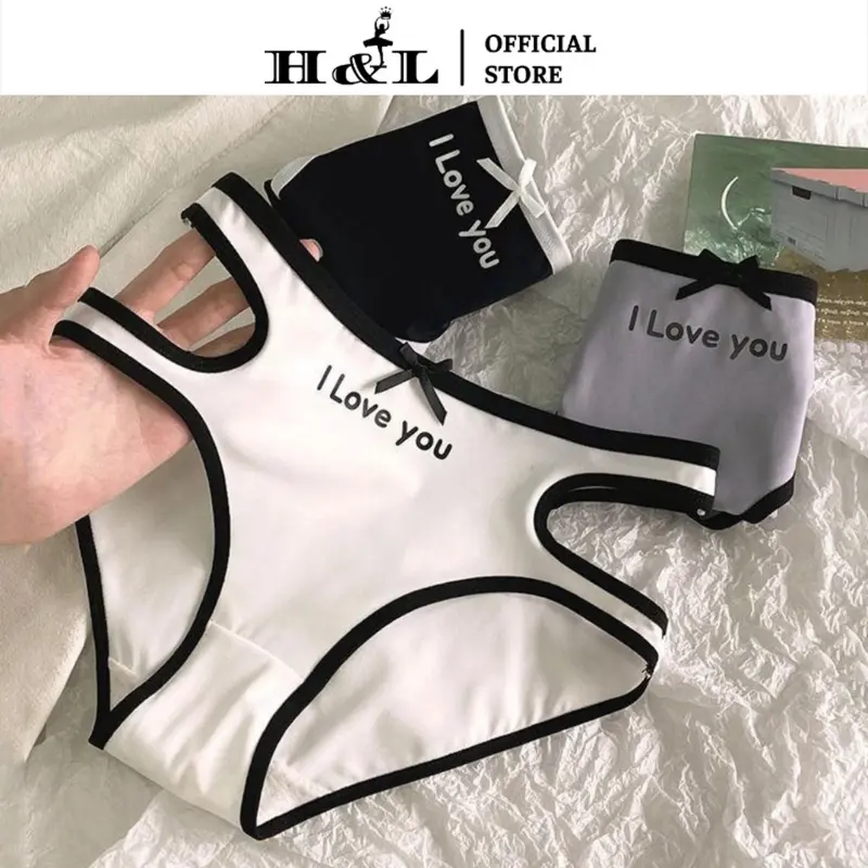 Quần Lót Nữ Đúc Su Cạp Vừa Thoáng Mát, Đính Nơ Họa Tiết Chứ Độc Đáo HL BOUTIQUE L609 Cotton Women Cạp Cao Voi 0