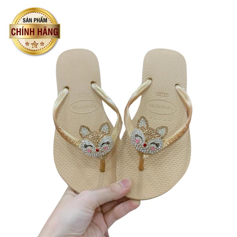 DÉP NỮ HAVAIANAS - SLIM TRƠN ĐÍNH CHARM CÁO GOLD ( THU HƯỜNG ) DéP GiàY Nhung Shoes dép tông cao su Caro