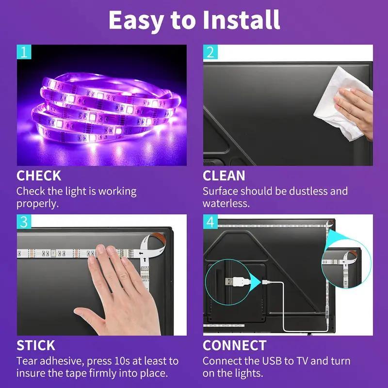 Product Introduction of USB Powered LED Light Strip, 1 Count RGB Color Changing LED Light Strip with 24 Keys Remote Control, Smart APP Control Music Synchronized Color Backlight 20