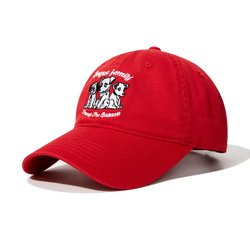 Baseball Cap Cute Puppy Embroidered Logo Retro Red Wild Sun Hat Big Head Circumference Peaked Cap