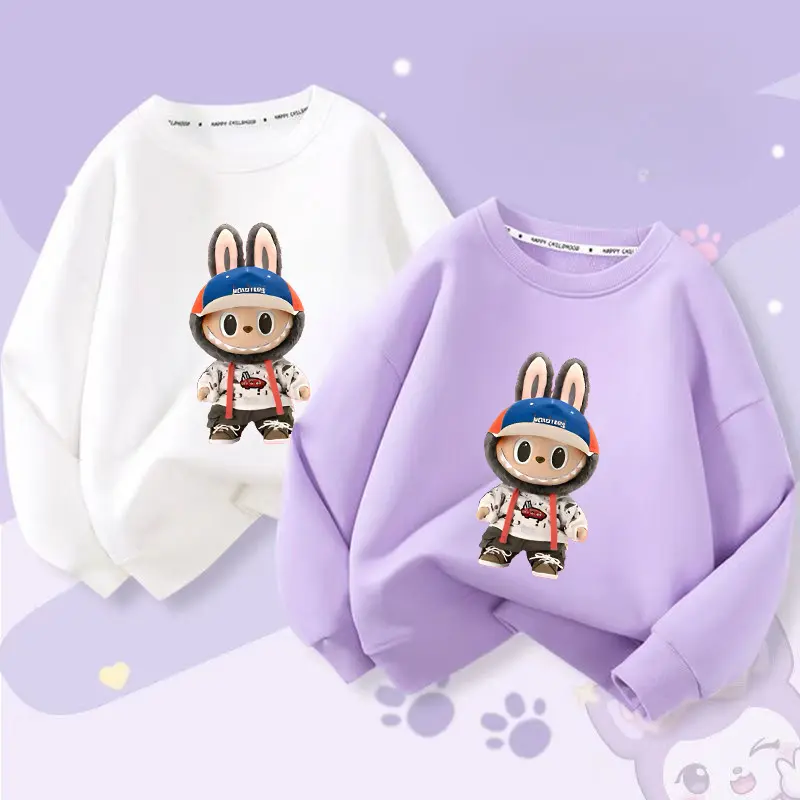 Áo Sơ Mi Dài Tay Cho Trẻ Em, Phong Cách Anime Kawaii Mùa Xuân Thu, Labubu Mới, Thiết Kế Hoạt Hình Dễ Thương, Quần Áo Labu Boo, Áo Hoodie, Thích Hợp Cho Trẻ Em