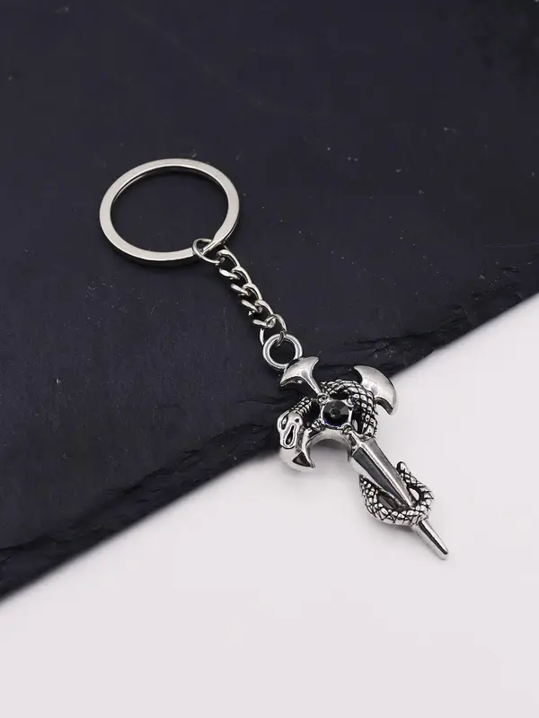 Vintage Snake & Sword Design Keychain, Rhinestone Decor Keychain for Car Keys for Women & Men, Fashion Accessories for Daily Use 3
