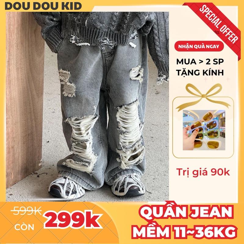 [Mua theo chiều dài quần] QJ25 Quần Jean Cho Bé 11-36kg,Chất Jean Denim Mềm By DOUDOU KID