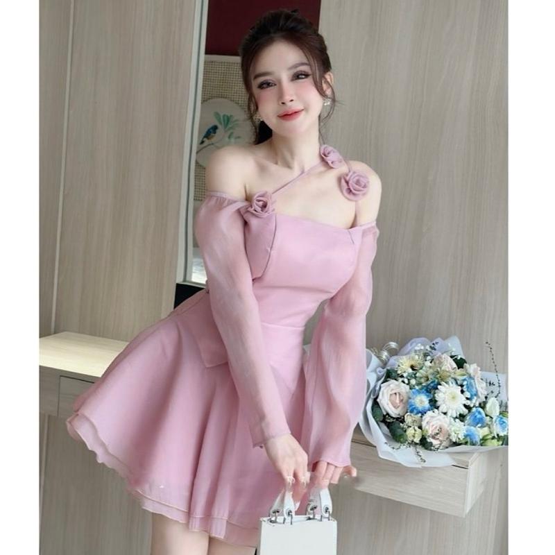 Đầm dư Tiệc Trễ Vai Tiểu Thư Dáng Ngắn Bigsize Kim Ngân 50 kg đến 100kg (S/M/L/XL/XXl) DX112 Nữ Women