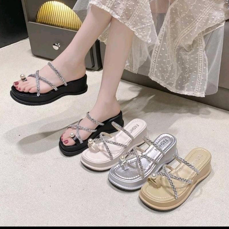 Dép bánh mì nữ cao 5cm NGỌC TRINH STORE đính xoằn sanh chảnh dễ thương KB 022 DéP Shoes GiàY Nhung Jean Sandal Đồng