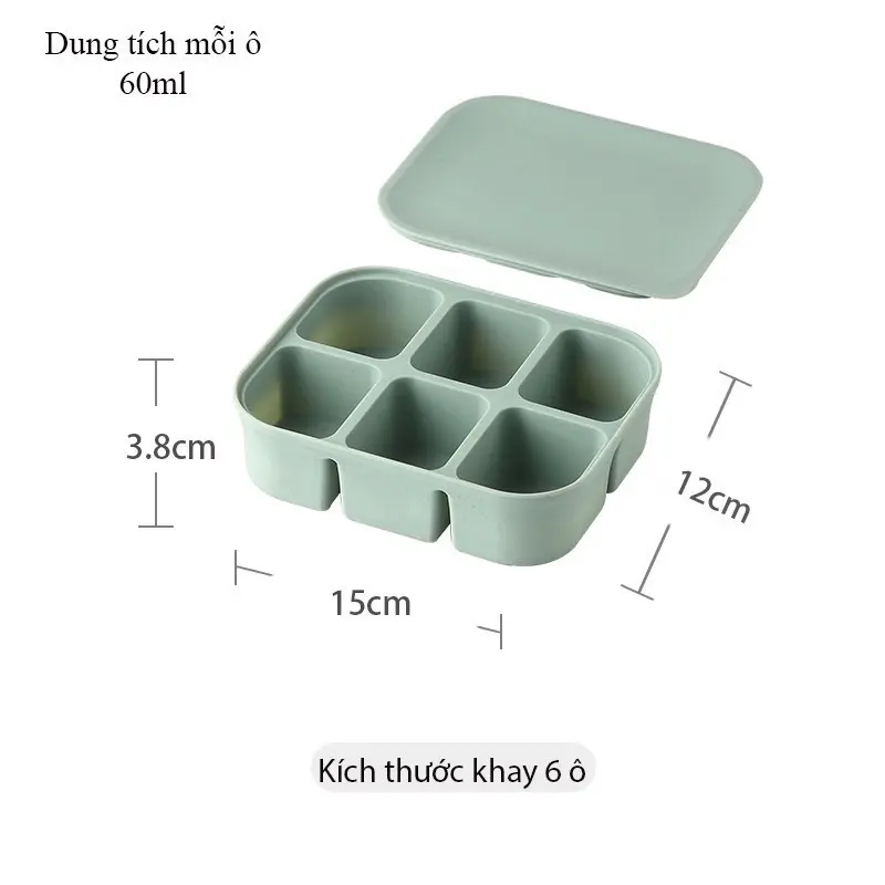 Khay silicon 6 ngăn và 12 ngăn cho bé đựng đồ ăn dặm,dễ lấy đồ ăn 4