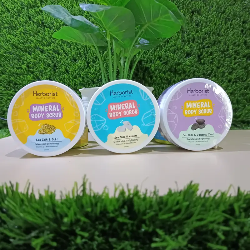 SPECIAL PROMO...!!! 1 PCS Herborist Mineral Body Scrub 200GR - Sea Salt & Koalin (Biru) / Sea Salt & Volcanic Mud (Ungu) / Sea Salt & Gold (Kuning) 7