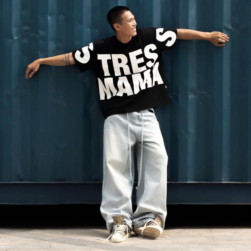 Áo thun stressmama SSMA BIG TEXT T SHIRT chữ trànn tay  viềdáng boxy nam nữ tay lỡ chất cotton cao cấp KunShop Unisex