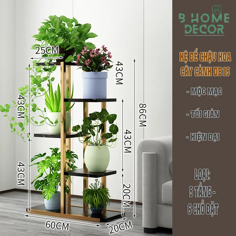Kệ Khung Sắt nhiều tầng để chậu hoa cây cảnh, trong nhà và ngoài trời BD15 7