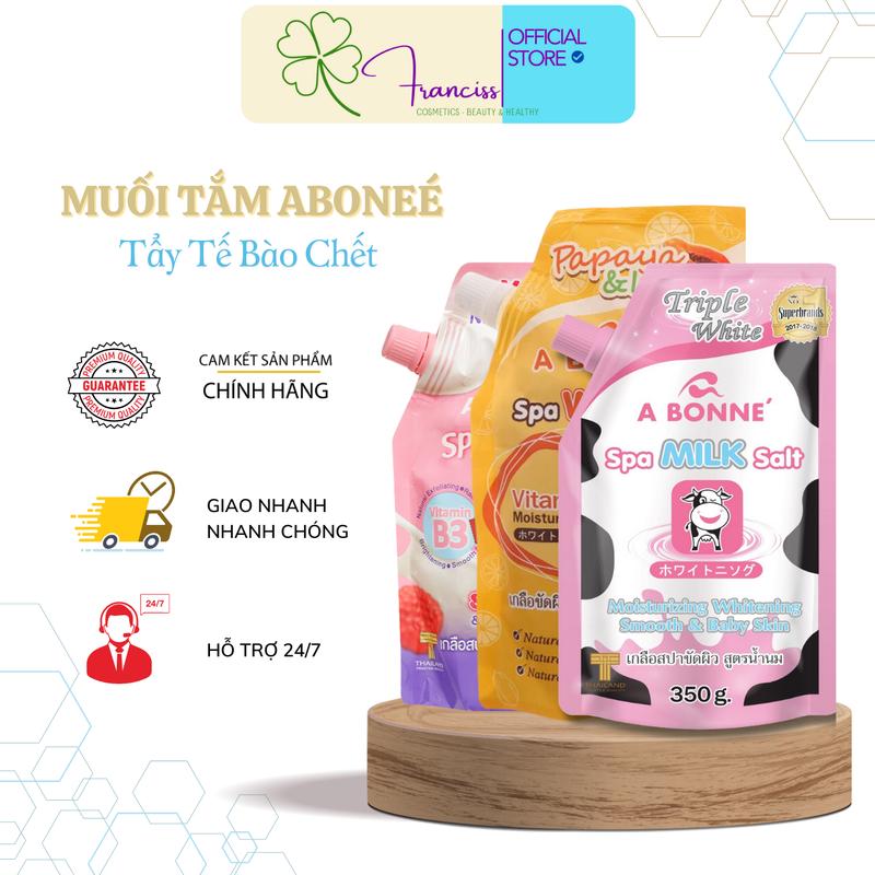 Muối Tắm A BONNE Tẩy Tế Bào Chết - A Bonne Triple White Spa Milk Sữa Bò Giảm Mụn Lưng Thái Lan 350g