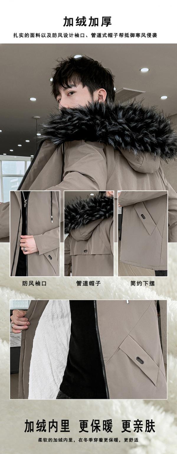 Product Introduction of Áo Khoác Độn Bông, Dành Cho Nam Giới, Dài Trung Bình Có Mũ Trùm Đầu, Áo Khoác Bông, Áo Khoác Đệm Lông Cừu, Thích Hợp Cho Quần Áo Mùa Thu, Phong Cách Hàn Quốc, Có Thể Tùy Chỉnh Về Độ Dày 5