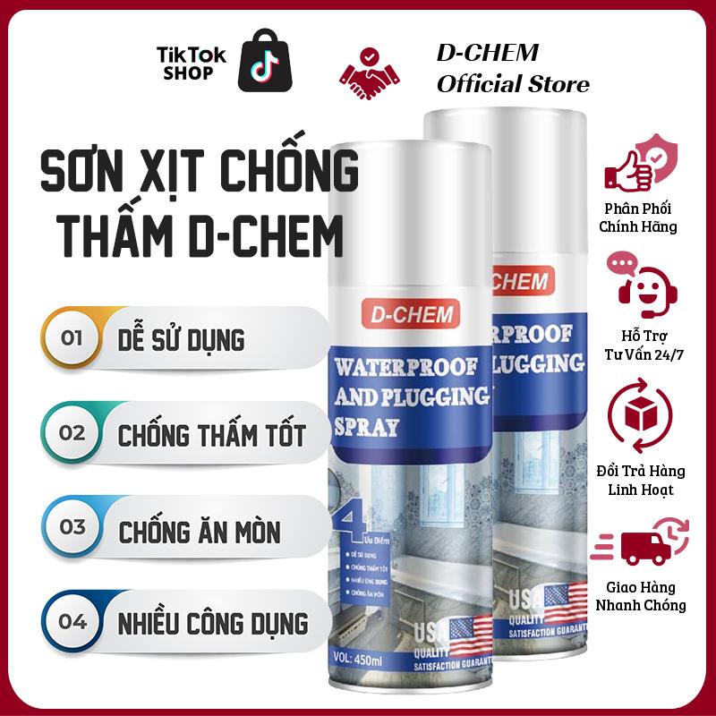  Combo 2 Chai Sơn Xịt Chống Thấm Dột D-Chem Màu Trắng Chuyên Dụng Waterproof Dùng Cho Góc Tường Chân Tường Mái Nhà Mái Tôn 
