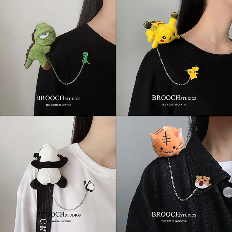 Doll Animal Brooch Pendant Cartoon Panda Pin Badge Accessories for Men