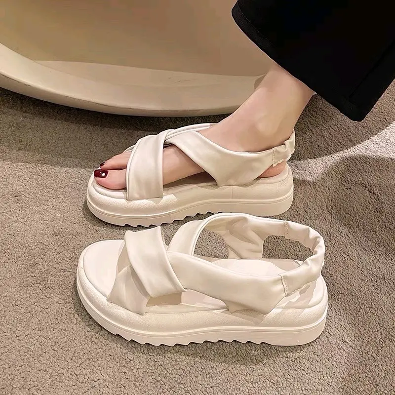 Sandal nữ đế cao 5 cm chất da siêu mềm đẹp