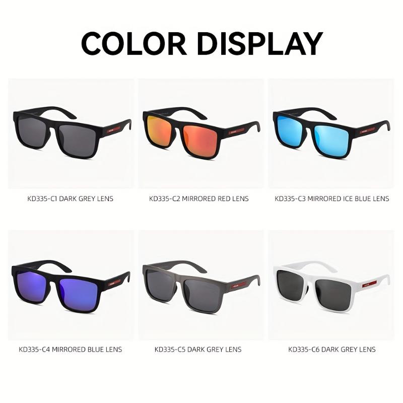 KDEAM Polarized Square Fashion Glasses for Men - Protection, Comfortable 3D Nose Pad, Durable PC Frame & Polarized Lenses, Ideal for Fishing, Driving & Outdoor Activities, Black with Red Accents 2