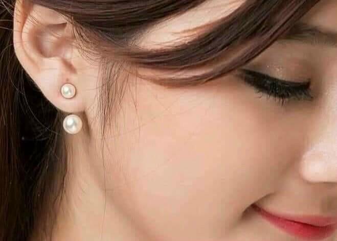 Product Introduction of Bông tai ngọc trai dáng treo size 7 -8mm dạng bán cầu  các màu đeo 2 kiểu 24