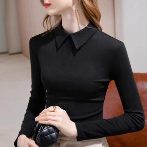 เสื้อฐานยาวแขนกันความร้อน สไตล์เรียบหรูและอ่อนเยาว์ ดีไซน์ไม่ซ้ำใคร เหมาะสำหรับฤดูใบไม้ร่วงและฤดูหนาว คอปกโปโล เสื้อยืดไม่ซ้ำใครที่ออกแบบมาสำหรับผู้หญิง 2025