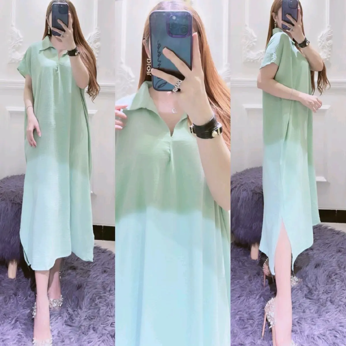 Malrene - Dress Crinkle Terbaru Viral Daster Wanita Bahan Crinkle Airflow Polos Panjang Tidur