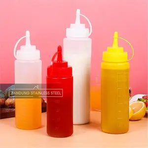 Botol Saos Dengan garis Dispenser Saus Plastik Mayonaise Kecap Cuka Minyak Dapur Kitchenware