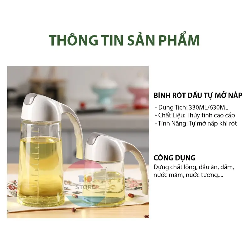 Chai đựng dầu ăn, bình đựng dầu ăn nước mắm xì dầu tự động đóng mở nắp 8
