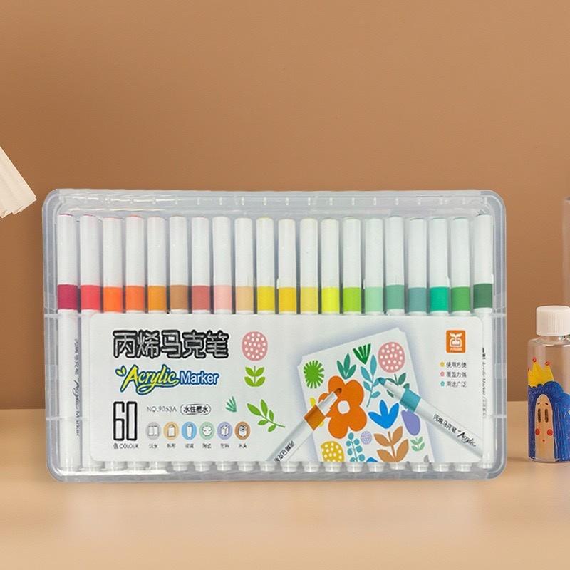 Set 12 đến 60 Bút màu ACRYLIC Marker đầu nhọn chống thấm nước không bị nhòe vẽ lên được nhiều chất liệu