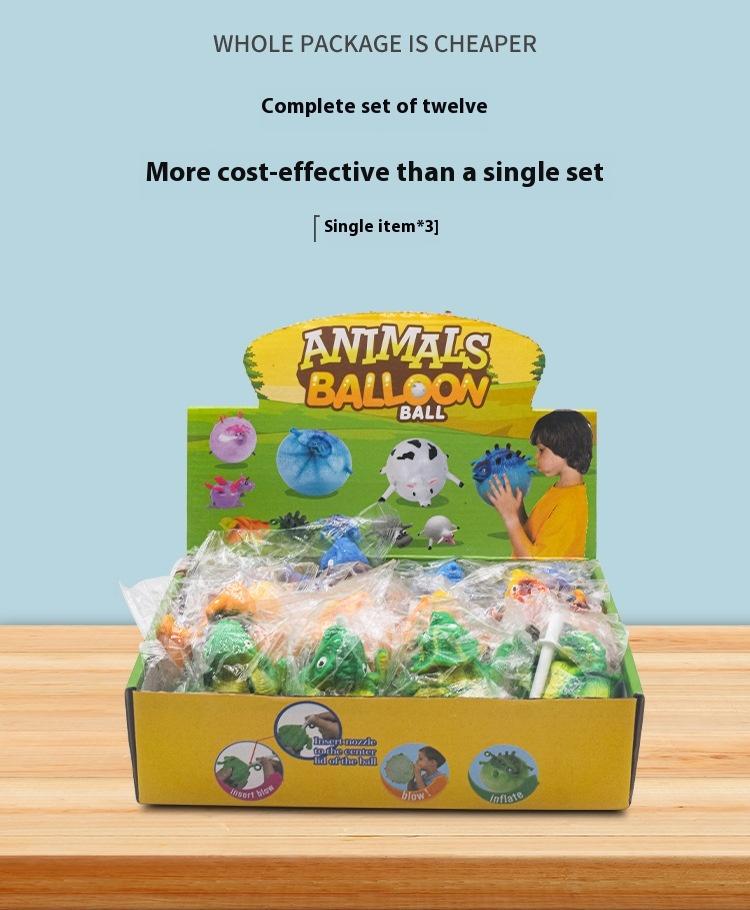 Product Introduction of New Unique TPR Blowing Dinosaur Animal Release Toy Inflatable Dinosaur Stress Relieving Forget Bobo Ball for Sale 4