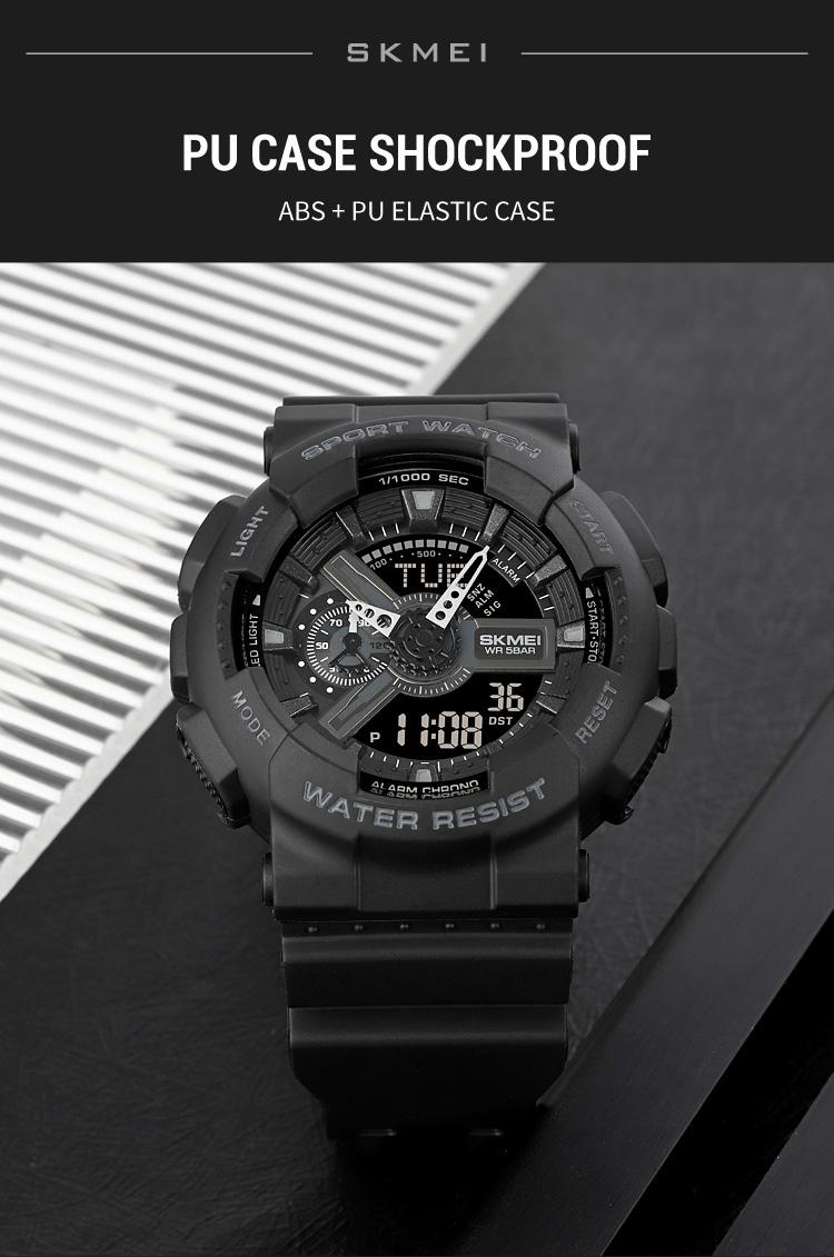 Product Introduction of SKMEI Men Sport Watch Fashion LED PU Waterproof Long Use Digital Watch Elegant Texture Alarm Clock Timing Wrist Watch for Women Man 34 4