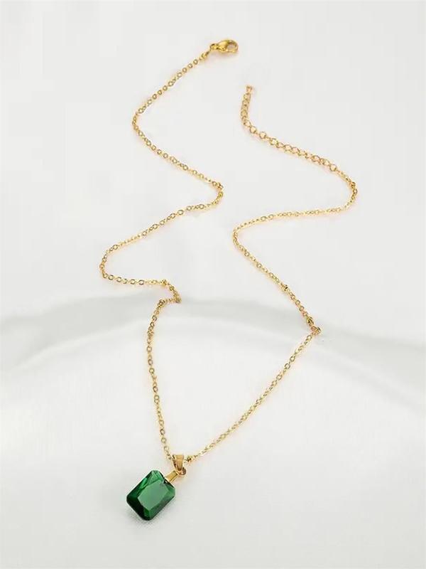 Elegant Artificial Gemstone Decor Pendant Necklace for Women & Girls, Fashion Jewelry for Party, Daily Neck Decor, Trendy All-match & Exquisite Jewelry for Birthday Gift 4