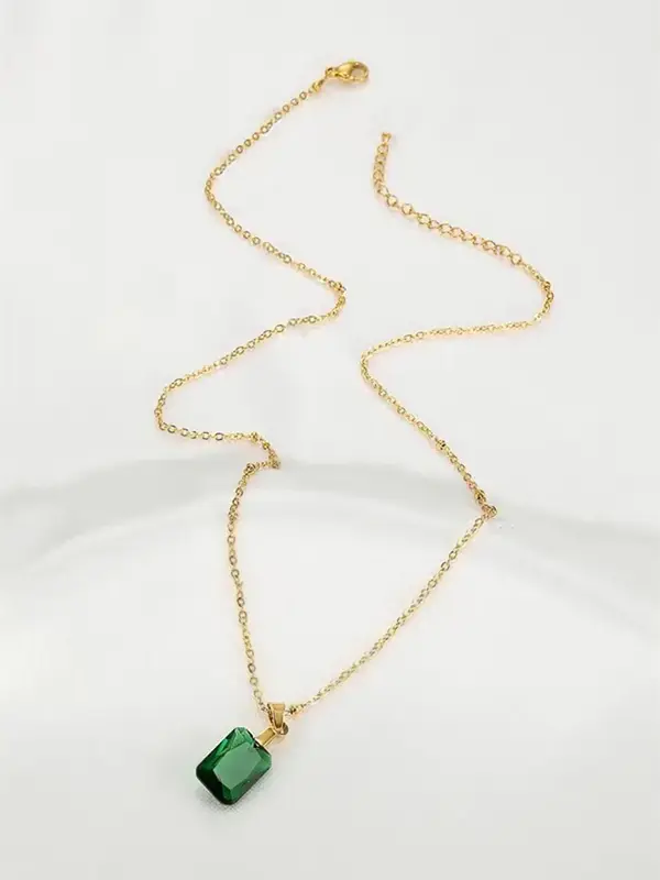 Elegant Artificial Gemstone Decor Pendant Necklace for Women & Girls, Fashion Jewelry for Party, Daily Neck Decor, Trendy All-match & Exquisite Jewelry for Birthday Gift 4