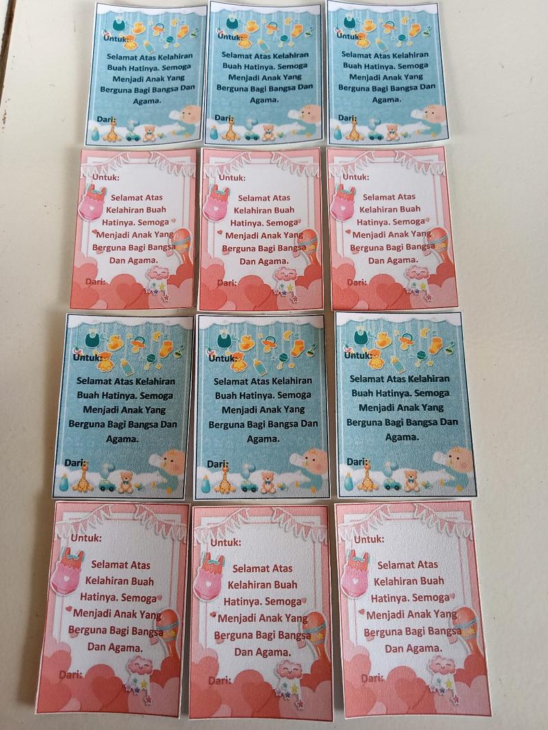 Product Introduction of Kartu ucapan kado bayi (10pcs) berisi kata-kata simpel praktis Biru Pink Cards 1