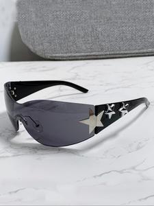 Lentes de sol envolventes unisex de estilo urbano con diseño de estrella, lentes de sol Y2K modernos para uso diario, lentes de sol versátiles y a la moda para hombres y mujeres