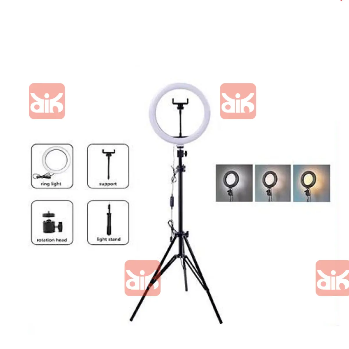 AIKOSIA RINGLIGHT 26CM / TRIPOD 2,1 METER MAKE UP VLOG LAMPU RINGLIGHT Holder Led