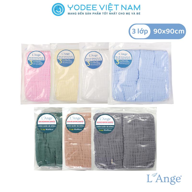 L’Ange Khăn quấn/Khăn che cho bé bú/Chăn đắp vải bông 3 lớp 90x90cm (set 2 cái)