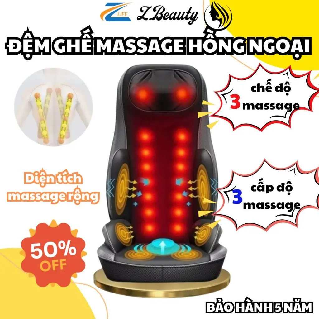 Đệm Ghế Massage Hồng Ngoại Thế Hệ Mới, Ghế Mát Xa Cổ Vai Gáy Tiện Lợi, Đệm Massage Toàn Thân