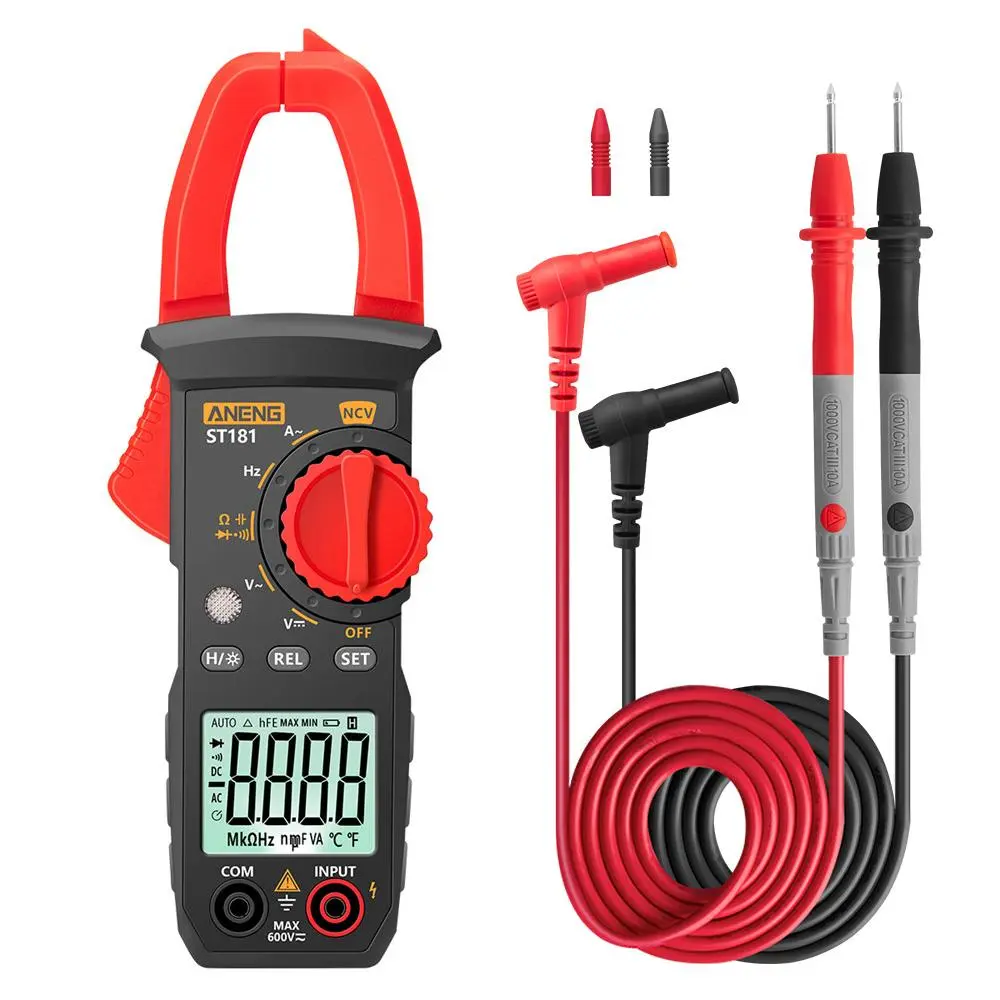 Digital Clamp Meter Multimeter, DC/AC Current ST181 4000 Counts Ammeter Voltage Tester, Car Amp Hz Capacitance NCV-Ohm Test Tool, Professional Car Repair Tool