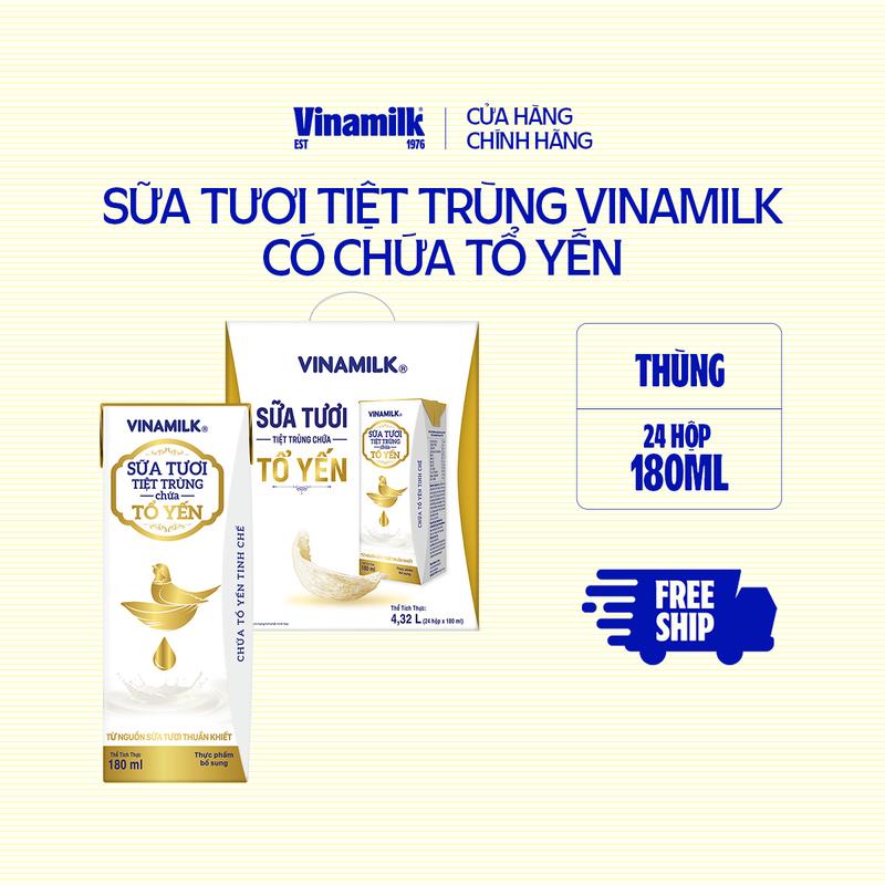 Thùng 24 hộp Sữa tươi tiệt trùng chứa tổ yến Vinamilk - hộp 180ml