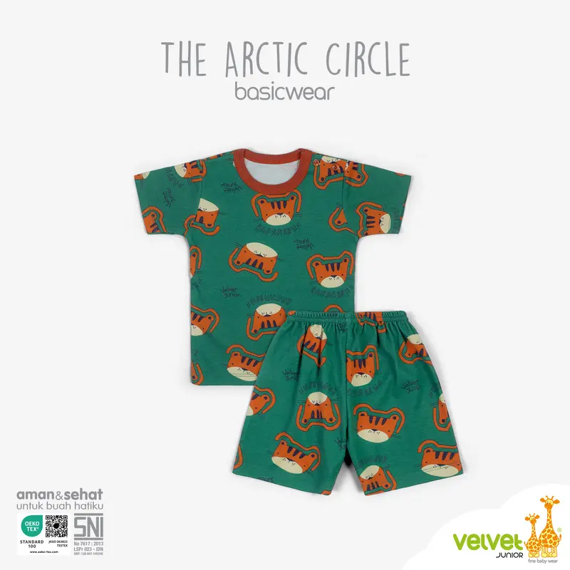 Velvet Junior Baju Anak Setelan Pendek Kancing Pundak Motif Terbaru Size M & L. 1