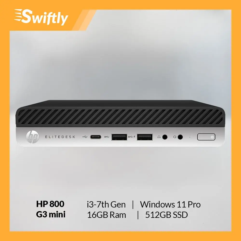 [Refurbished] HP 800 G3 Elitedesk Mini Desktop i3-7th Gen 16GB RAM 512GB SSD