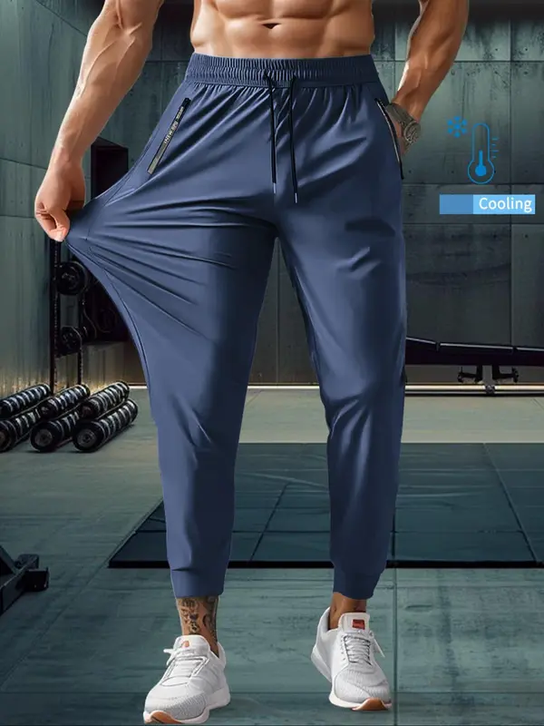 Men's Zipper Sports Joggers, Breathable Quick Drying Pants, Casual Comfy Trousers for Outdoor Workout Running, Clothing, Activewear, Runner Pants 1