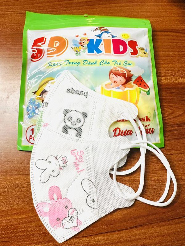 Khẩu Trang 5D Trẻ Em Dưa Hấu 200-100-50 Chiếc Kháng Khuẩn Nhiều Hình Ngộ Nghĩnh Cho Bé 2-6 Tuổi Túi 10 Cái Thun Mềm 2 Lớp Vải Không Dệt