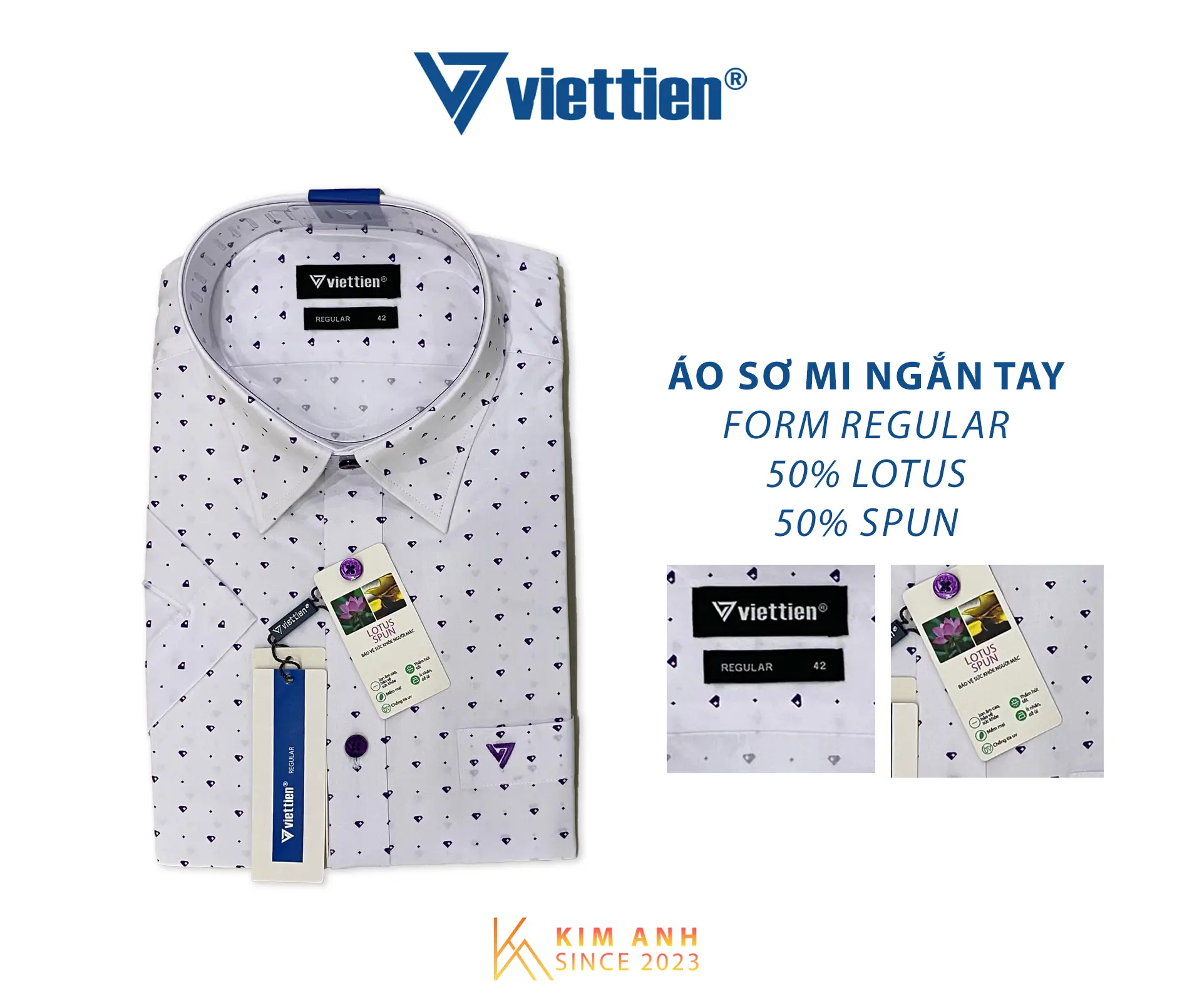 Áo sơ mi ngắn tay Regular Việt Tiến 0446 - Thương hiệu Việt Tiến