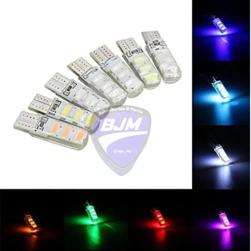 T10 Crystal Jelly 6 Mata STROBO/Kedip Led 5730 Lampu Senja Sen/Sein Biru Hijau 1