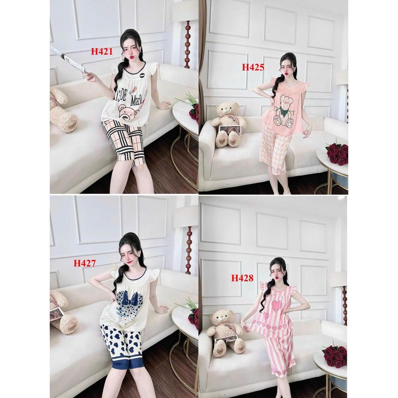 (38-70kg) Đồ Ngủ Pijama  tay cánh tiên quần lửng mềm mát mặc nhà
