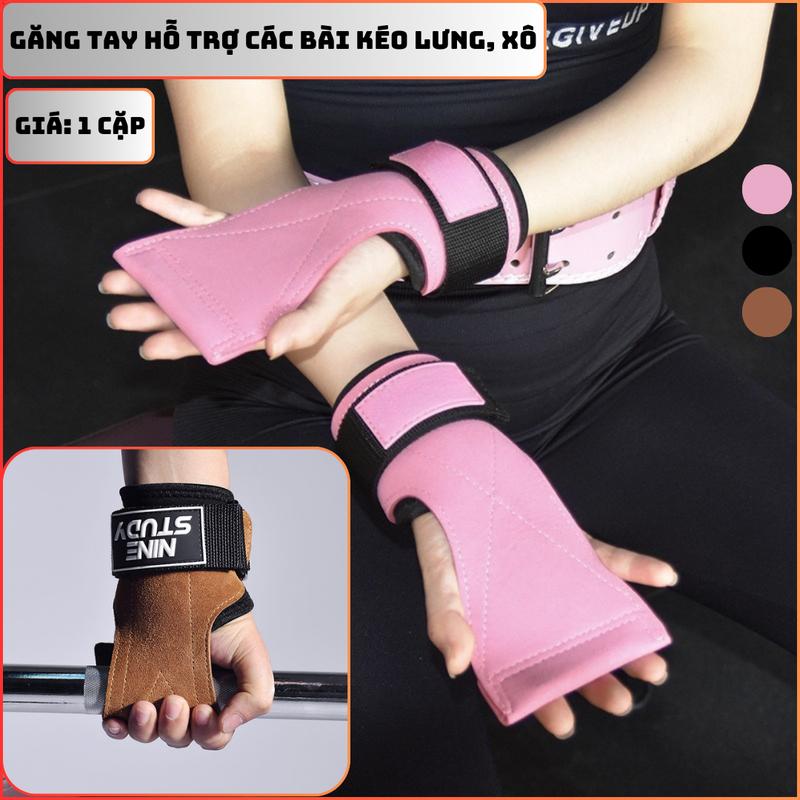 Găng Tay Tập GYM Da Bò Tổng Hợp Dây Kéo Lưng Lifting Straps Đa Năng Hỗ Trợ Tập Gym Lên Xà