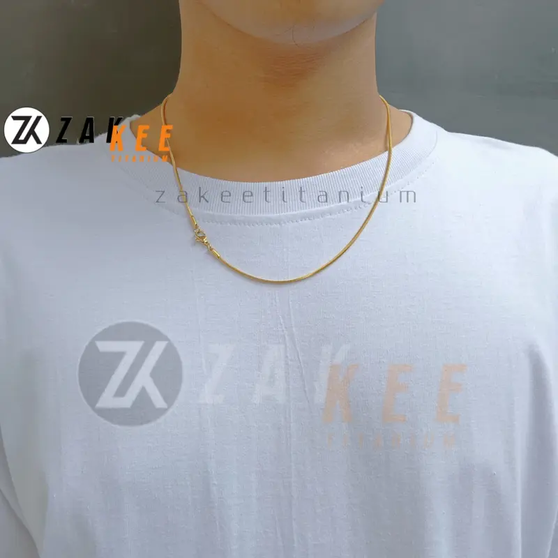Kalung Emas Pria Titanium Gold Anti Karat Simpel Keren Premium Cowok Cewek Panjang 45cm 50cm 60cm Stainless 3