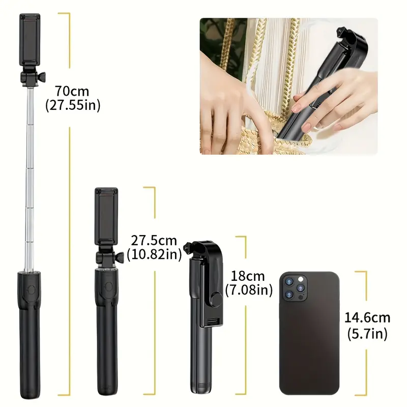Gậy Chụp Ảnh Không Dây, Tripod Đa Năng, Điều Khiển Từ Xa Mở Rộng, Giá Đỡ Điện Thoại Di Động, Tripod Phát Sóng Trực Tiếp, Chụp Ảnh Đa Năng, Thích Hợp Cho Điện Thoại Di Động Và Điện Thoại Thông Minh, Gậy Chụp Ảnh Du Lịch Thông Dụng Selfie Phone Selfie Phone 3